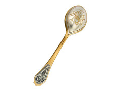 Серебряная чайная ложка со Знаком зодиака «Стрелец» на черпачке и позолотой